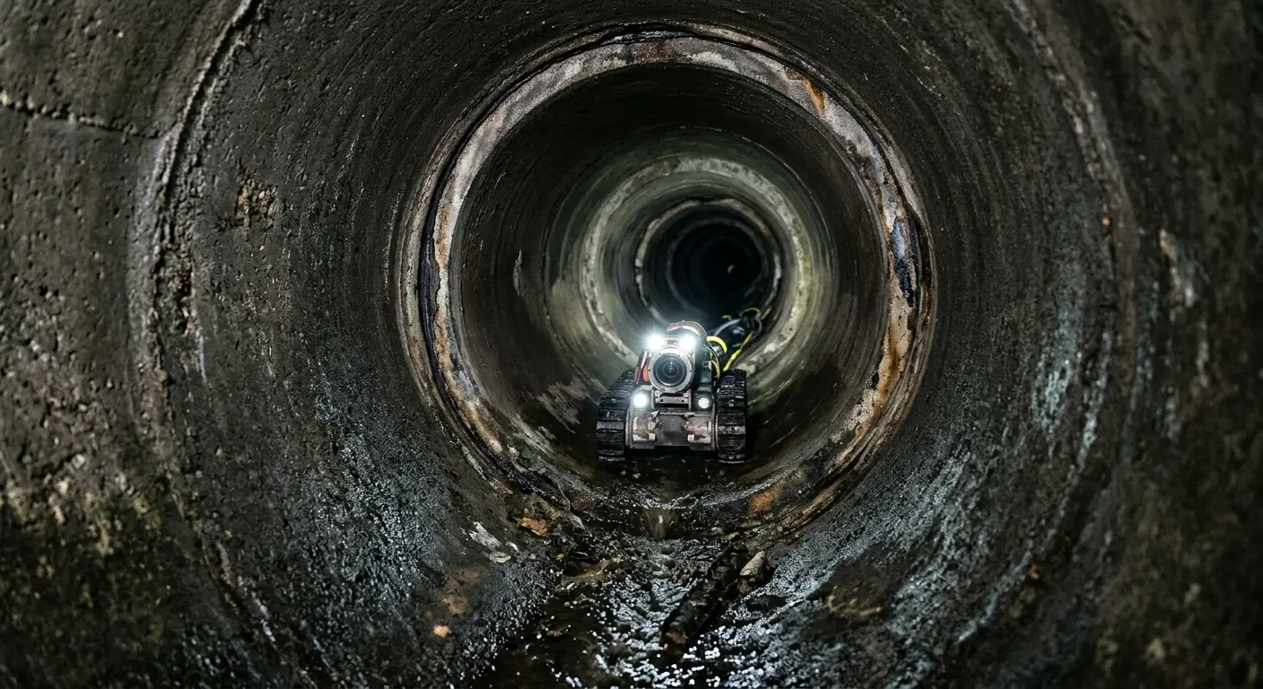 Robotic sewer camera inspecting pipe interior for Sewer Line Repair in Kenwood
